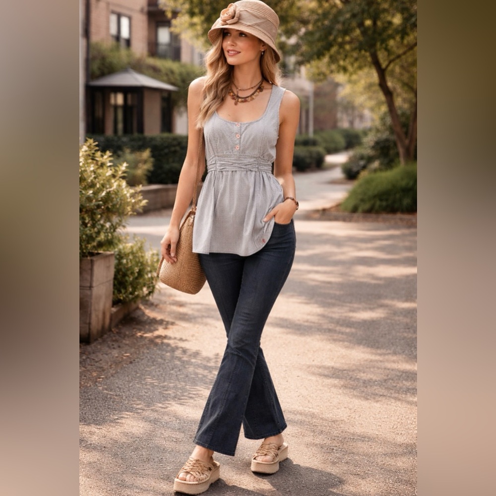 Free People Tie Back sleeveless tunic blouse